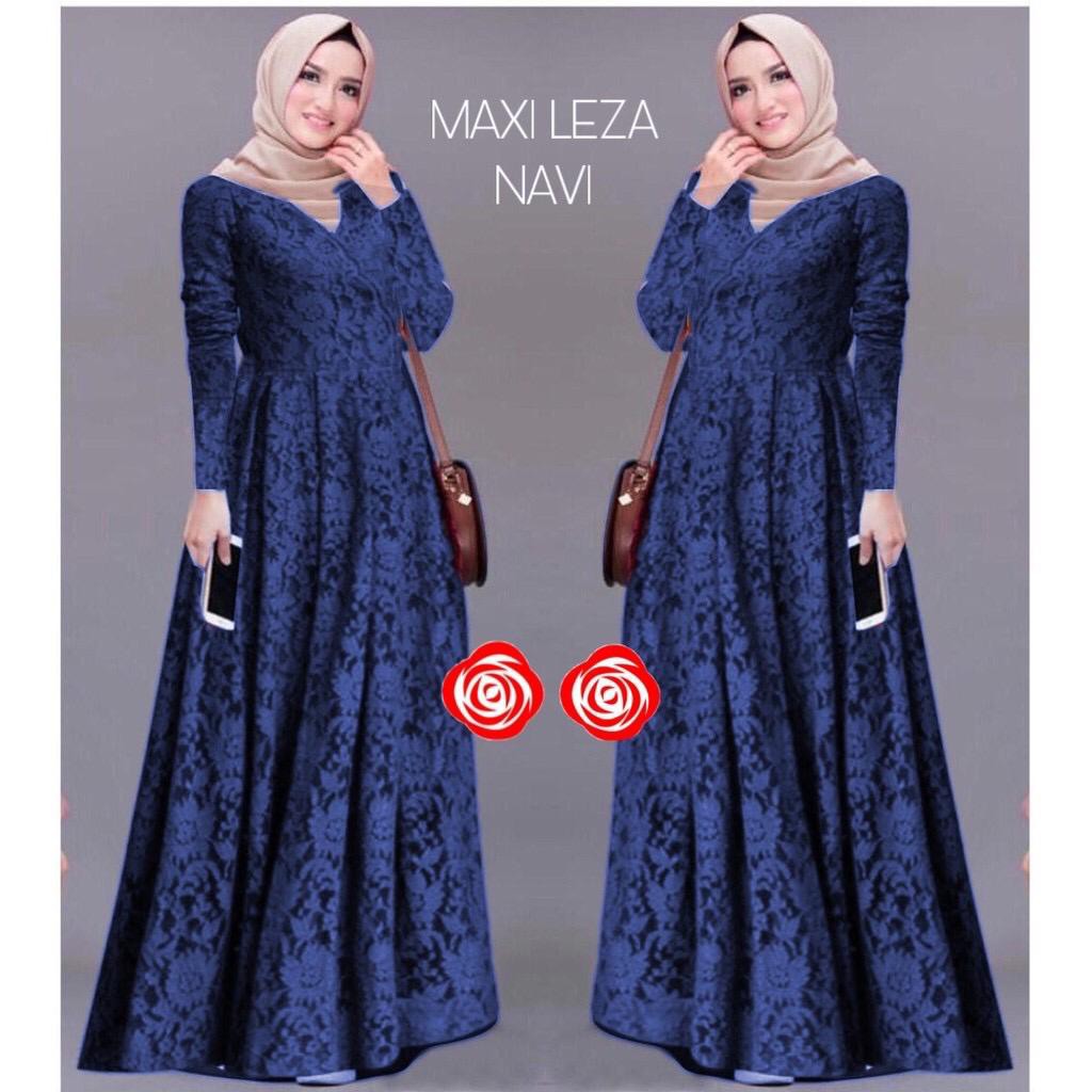 Leza Gamis Terbaru Maxi Dress Full Brukat Remaja Dewasa Wanita Terbaru - Size M L XL