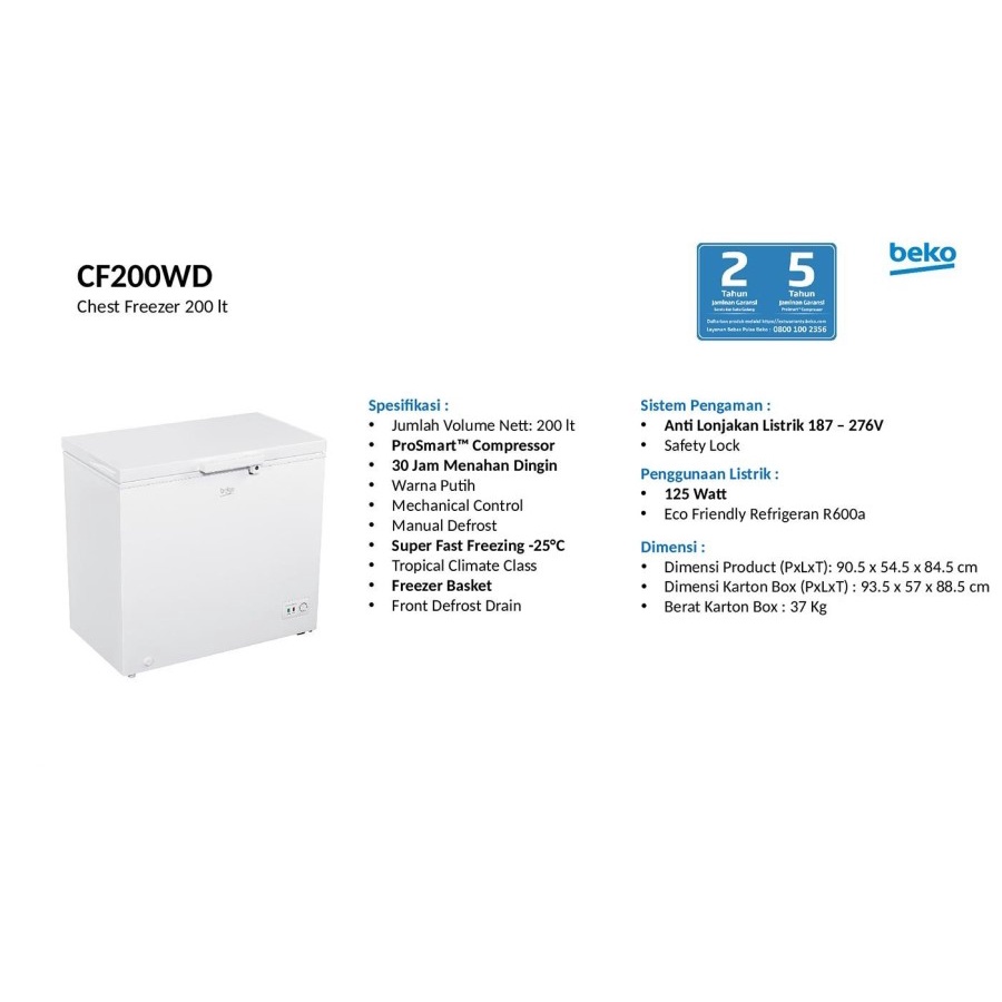 BEKO FREEZER 200L CF 200WD