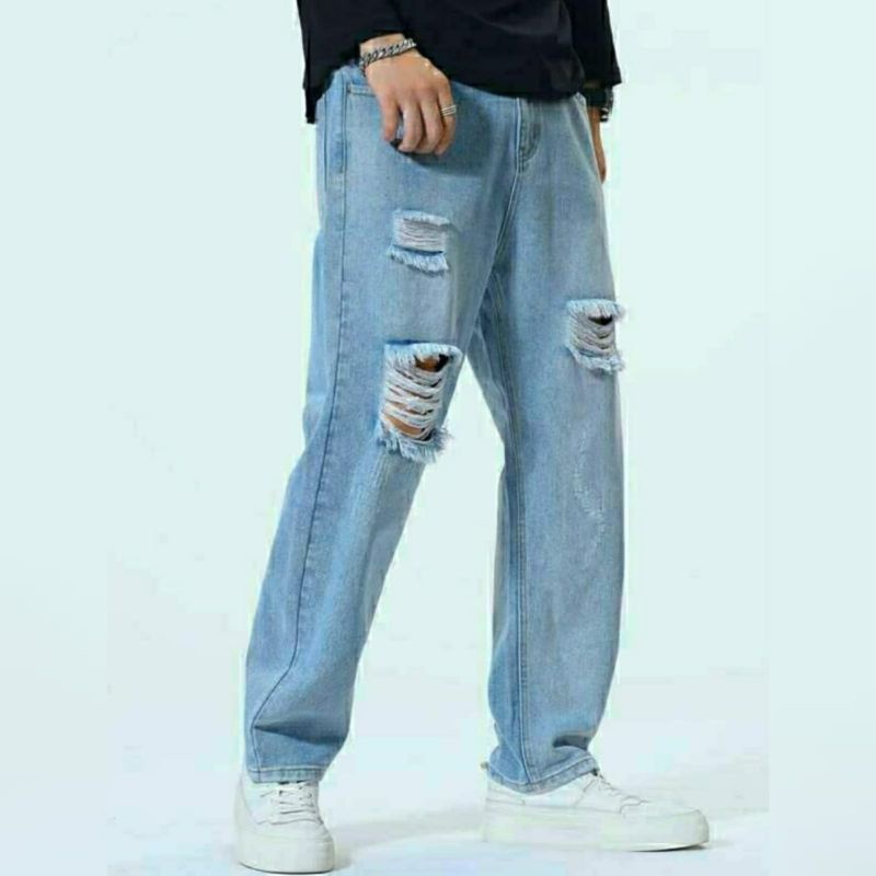 CELANA SOBEK PRIA RIPPED JEANS STANDAR REGULER BASIC 27-38