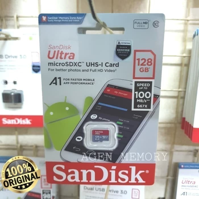 Sandisk Micro SD 128GB CL10 100Mbps - Original Garansi Resmi