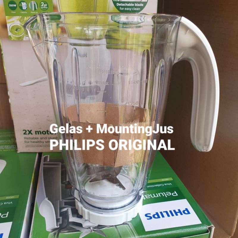 Set GELAS JUS Plastik BLENDER PHILIPS Original Hr 2115,2116, 2071, 2061 PLASTIK