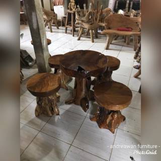  Meja  akar kayu jati erupsi antique kursi makan  meja  makan  