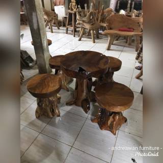 Meja akar kayu  jati erupsi antique  kursi  makan meja makan 