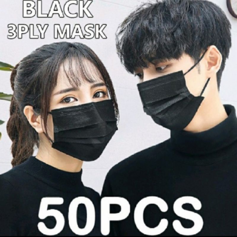 Masker 3 Ply Earloop Medical Grade Hitam