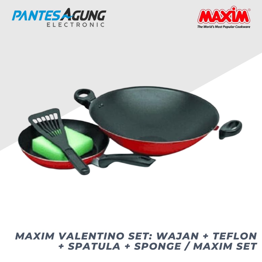 Maxim Valentino SET: Wajan + Teflon + Spatula + Sponge / maxim set