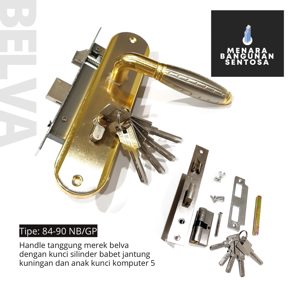 [Seri Kuning] Handle Pintu Set Tanggung Belva - Kunci Tarikan Pegangan Gagang Kotak Jagung Sedang