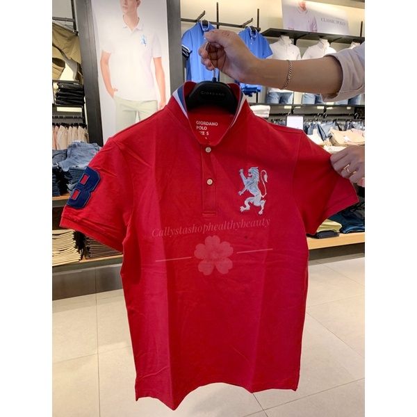 Giordano Polo Shirt Man Lion 3D Tapered Fit Signature Haute Red from 469k New Sale S,M,L,XL & XXL Ka