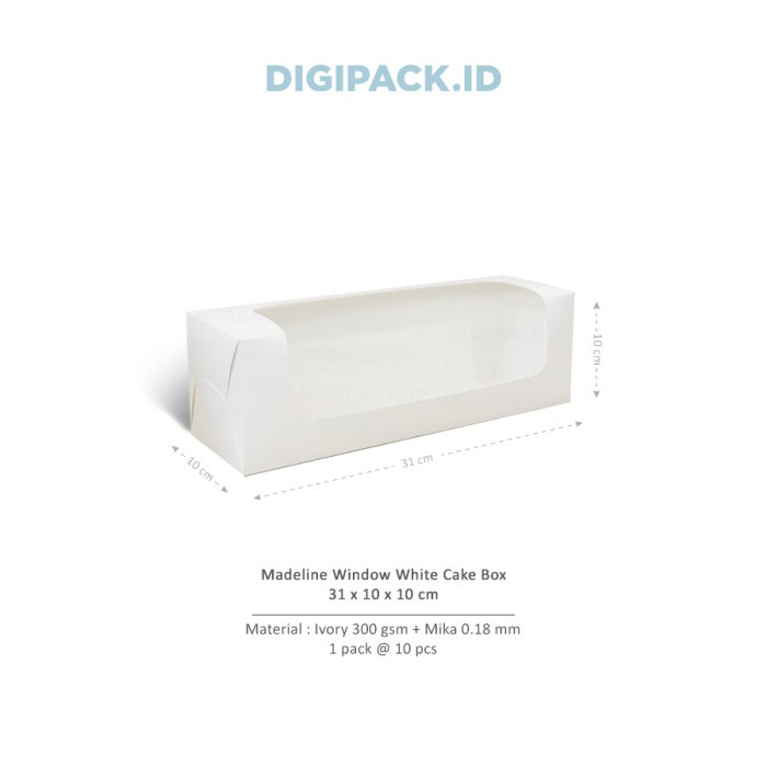

[Digipack] Madeline Window White Cake Box 31 X 10 X 10 Dus Kue 025