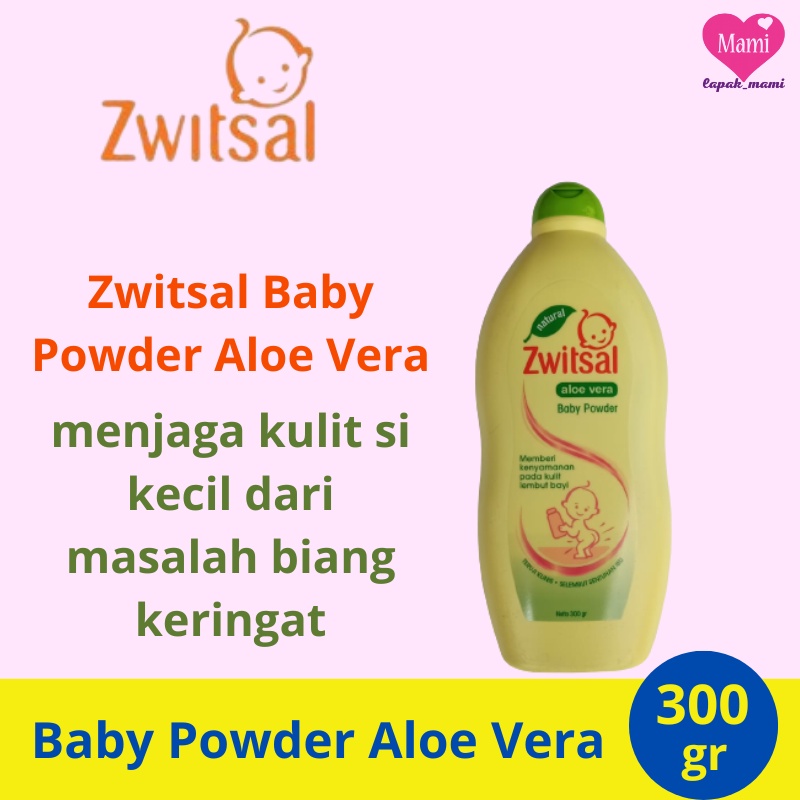 Zwitsal Baby Powder Aloe Vera 300 gr Bedak Tabur Bayi dengan Extrak Lidah Buaya