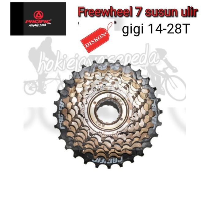 Freewheel Susun Pacific 7 Speed Ulir 14-28T Hot R10