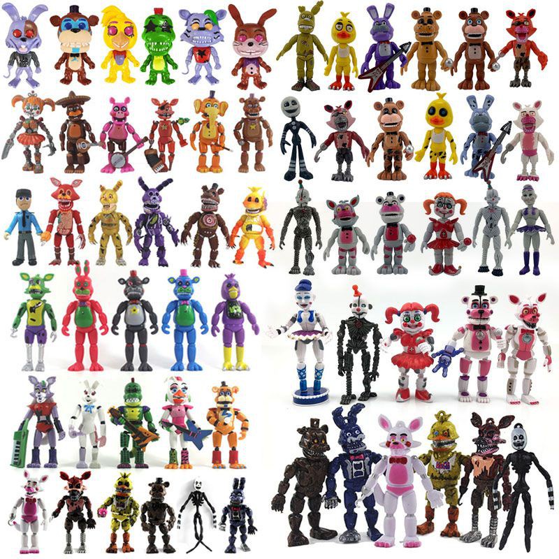 6PCS FNAF Five Nights At Freddy's Light Up Action Figures Movable Joint Game Toy