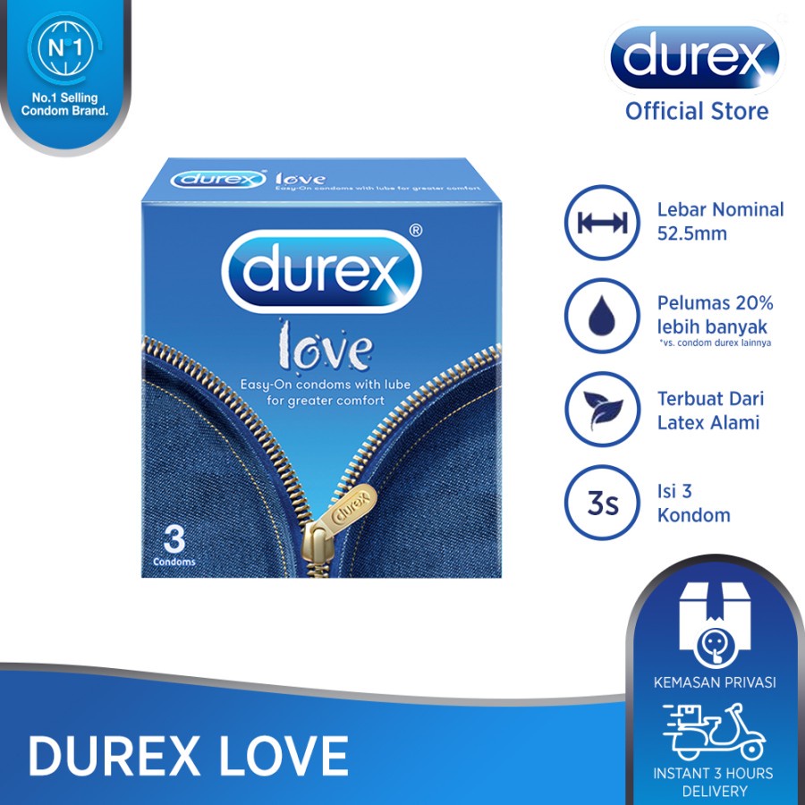 Durex Kondom Love Jeans 12 / 3 Pcs Kondom Tahan Lama berpelumas