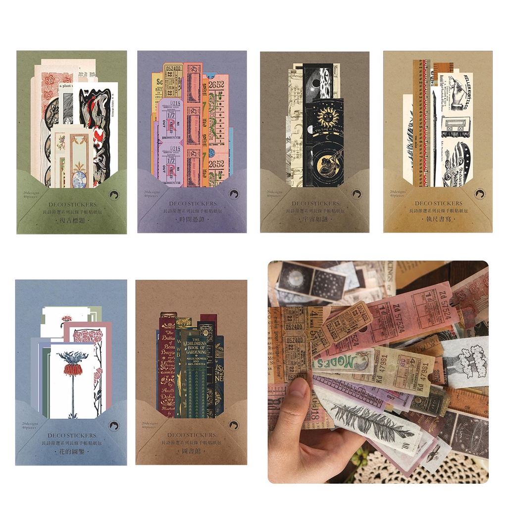 Stiker SOLIGHTER Washi New Art Craft Label Bunga Stationery Diary Gaya Retro