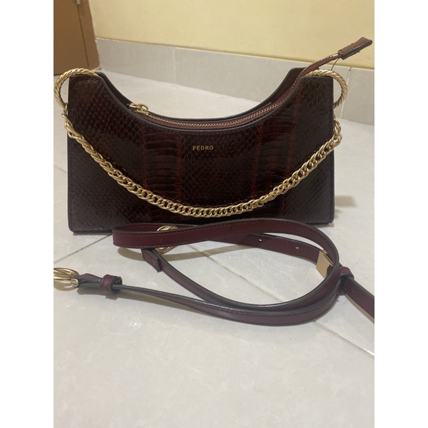 jual preloved tas pedro bullet croco maroon original dan murah