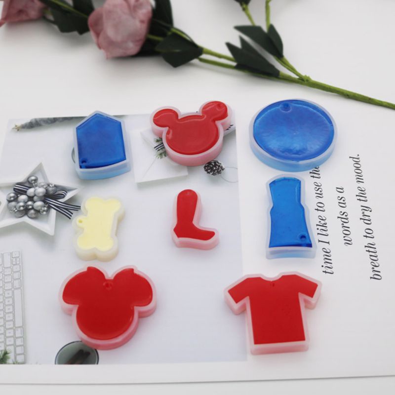 SIY  DIY Pendant Key Chain Making Mould UV Resin Decorative Crafts Transparent Silicone Mold Crystal Epoxy Molds with Hole