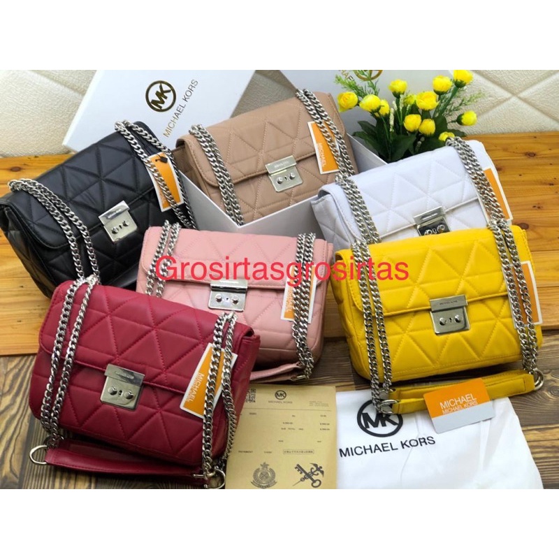 tas slempang MK SLOAN NEKEL KODE 0007 FREE BOX+serty+bill UK 25x19cm