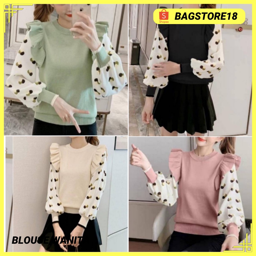 WS37004 BLOUSE WANITA RAJUT BABYDOLL IMPORT
