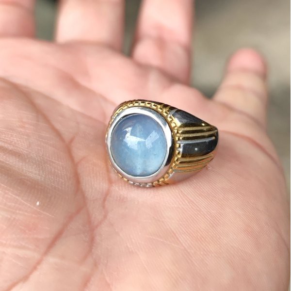 Cincin Batu Akik Natural Blue Quartz Termurah