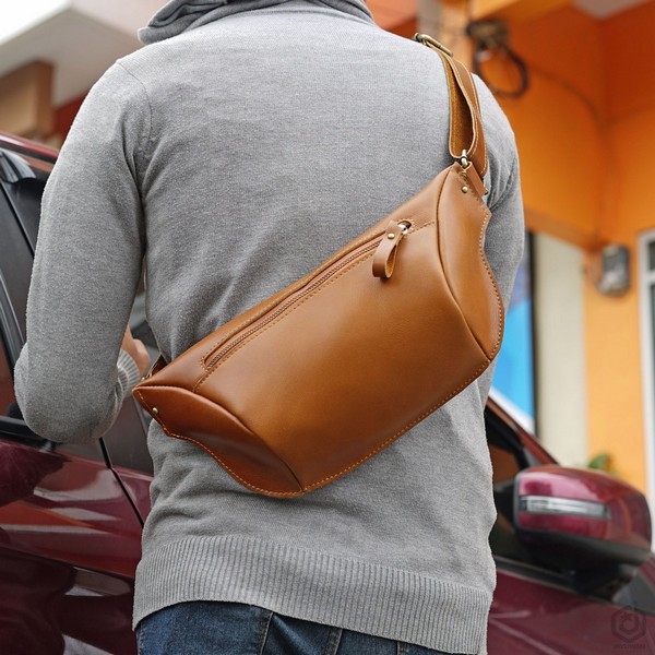 Jayuwan TPWK Sling Bag Pria Kulit Asli | Tas Selempang Pria Selempang Cowok Keren