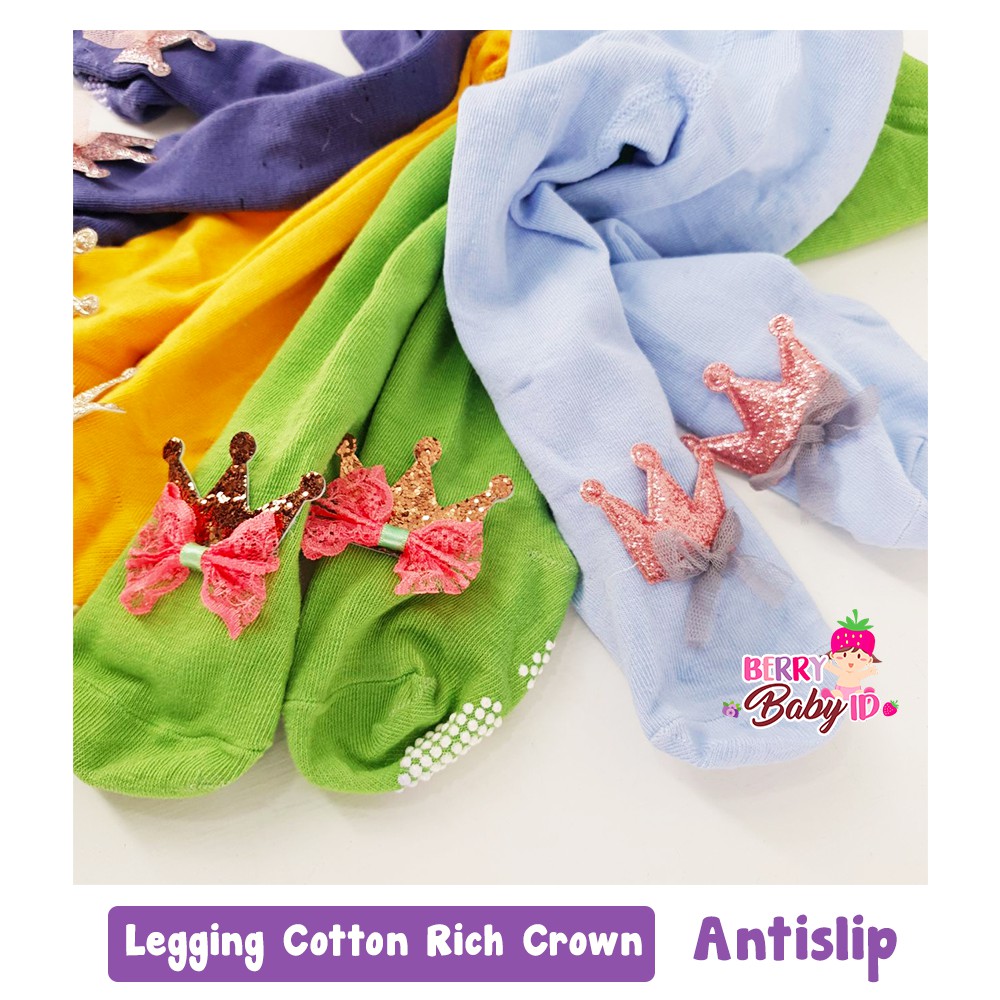 Cotton Rich Legging Anti Slip 3D Bayi 0-12 Bulan Crown Berry Mart