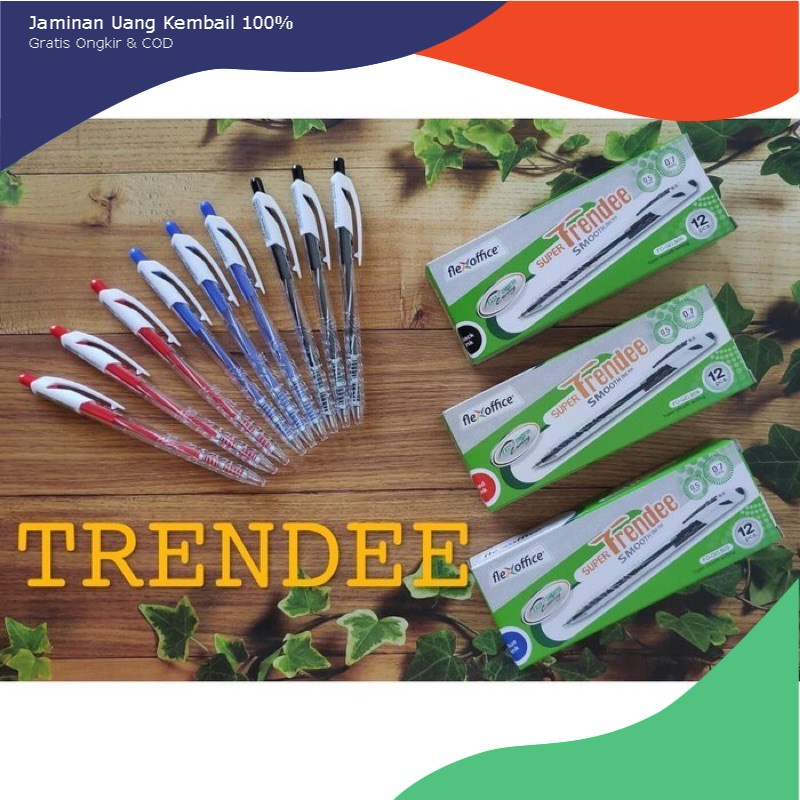 

Bolpen/Ballpoint/Bolpoin/Pena/Ballpen/Pulpen Trendee 0.5mm Hitam Biru Merah