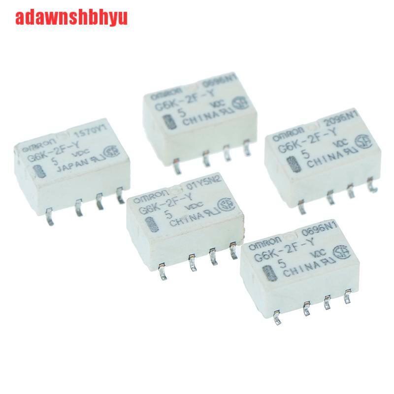 5pcs Relay Sinyal 8pin Dc 5v Smd G6K-2F-Y Untuk Omron