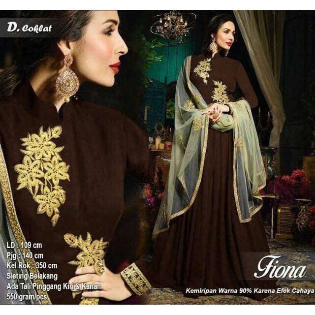 Baju Busana Muslim Wanita Gamis Syari Pesta India Fiona Terbaru
