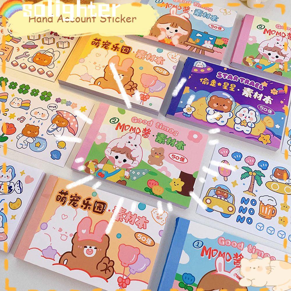 Solighter 50 Lembar / Set Stiker Motif Kartun Untuk Dekorasi Buku / Laptop / Scrapbook