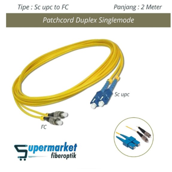 Patchcord Fiber Optik Duplex SingleMode SC UPC to FC Panjang 2 Meter