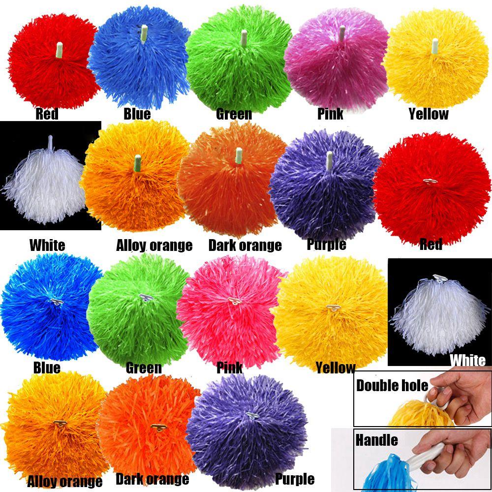 Nanas 1pasang Cheerleader Pompom Konser Fancy Double hole handle Penghias Pesta Tari