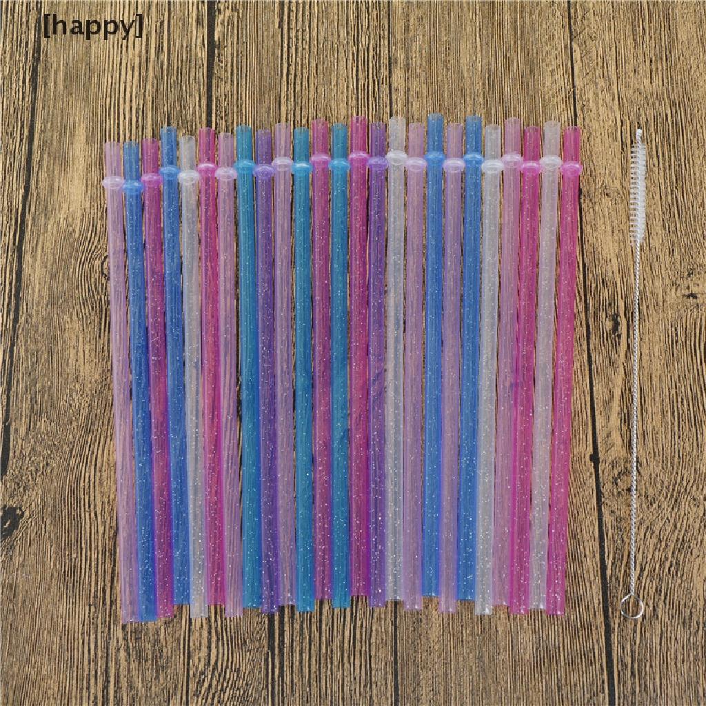 25 Pcs Sedotan Minum Bahan Plastik Motif Garis Warna-Warni Untuk Pesta Pernikahan