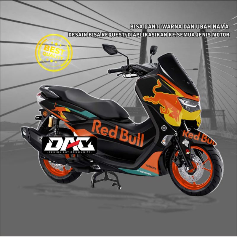 Sticker Decal full body NMAX grafis RedBull hitam
