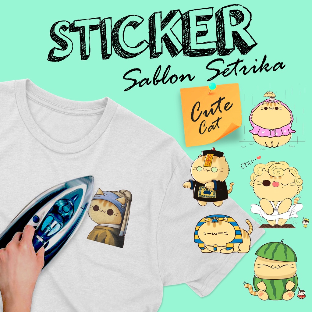 STICKER KAOS CUTE CAT KUCING LUCU KAOS LUCU IMUT KAOS KUCING LUCU MURAH