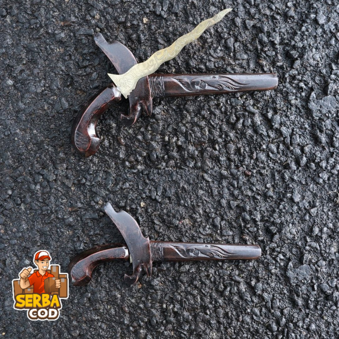 KRIS MINI PUSAKA BILAH KUNINGAN UKIR LAFAD ARAB TERMURAH