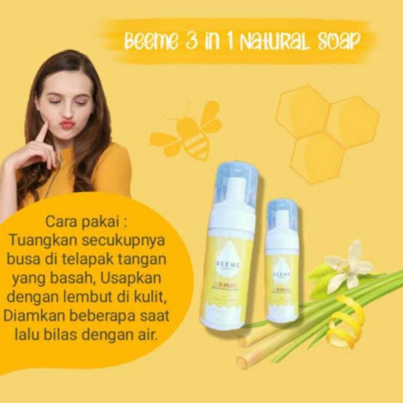 3in1 BEEME Natural Soap by Mama Shey aman untuk bayi sabun wajah dan tubuh mengandung honey