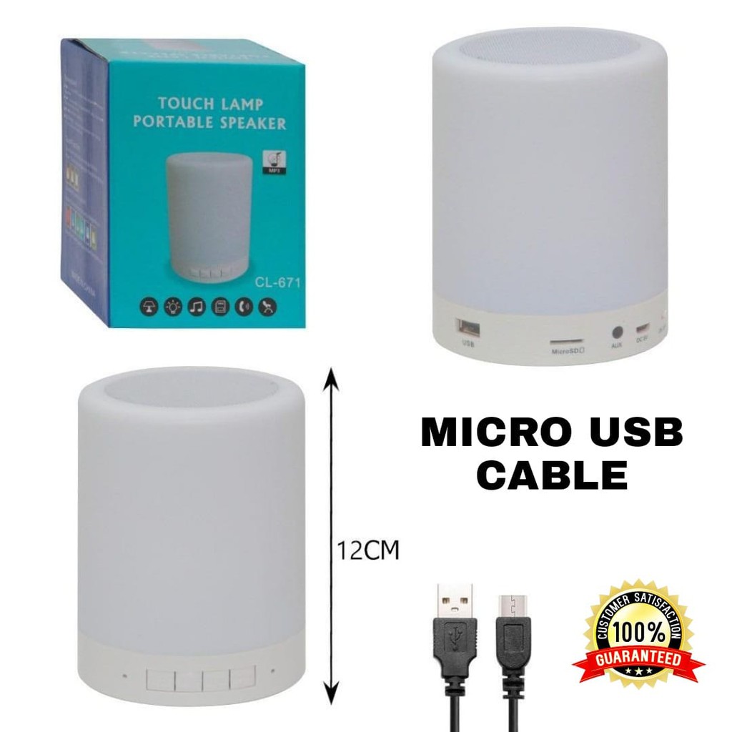 Speaker Bluetooth CL-671 Smart Touch RGB Nigh Light Lamp LED Disco CL671 Music Lampu Tidur