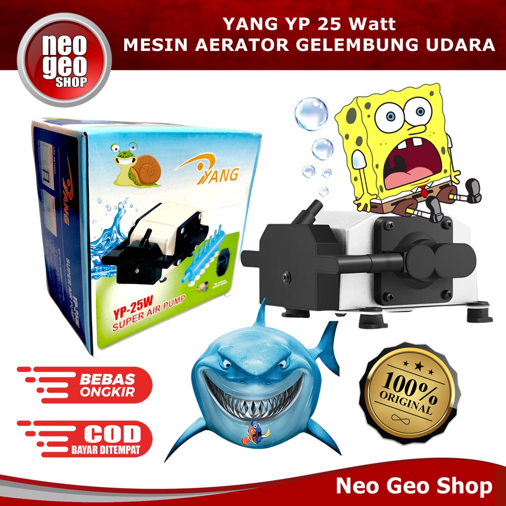 YANG YP 25 watt yp25w 25w aerator mesin gelembung udara kolam aquarium