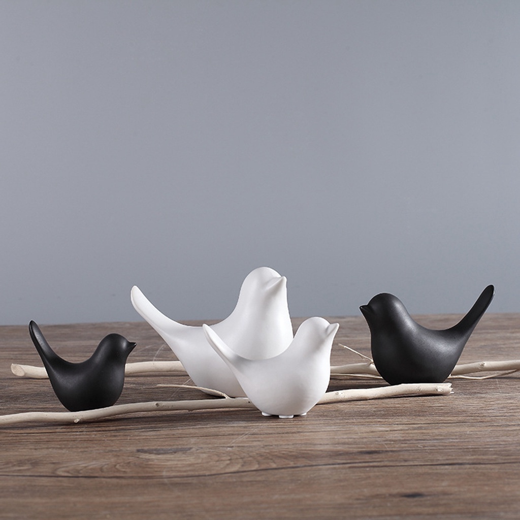 AUGUSTINA Living Room Bird Sculpture Wedding Accessories Statue Figurines Home Decoration Ceramic Black White Table Decor Nordic Style Modern Ornaments