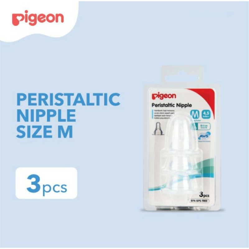 PIGEON 3pcs Nipple Peristaltic Slim Neck Standard Neck Dot Silicone Peristaltik