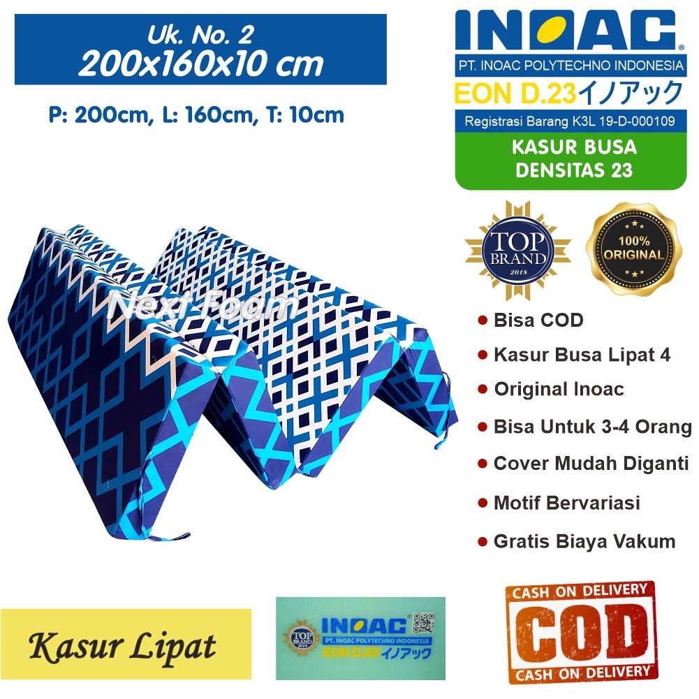 Kasur Busa Lipat Inoac Ukuran No 2 200x160x10 cm Tebal 10 cm EON D23 ORIGINAL INOAC Asli