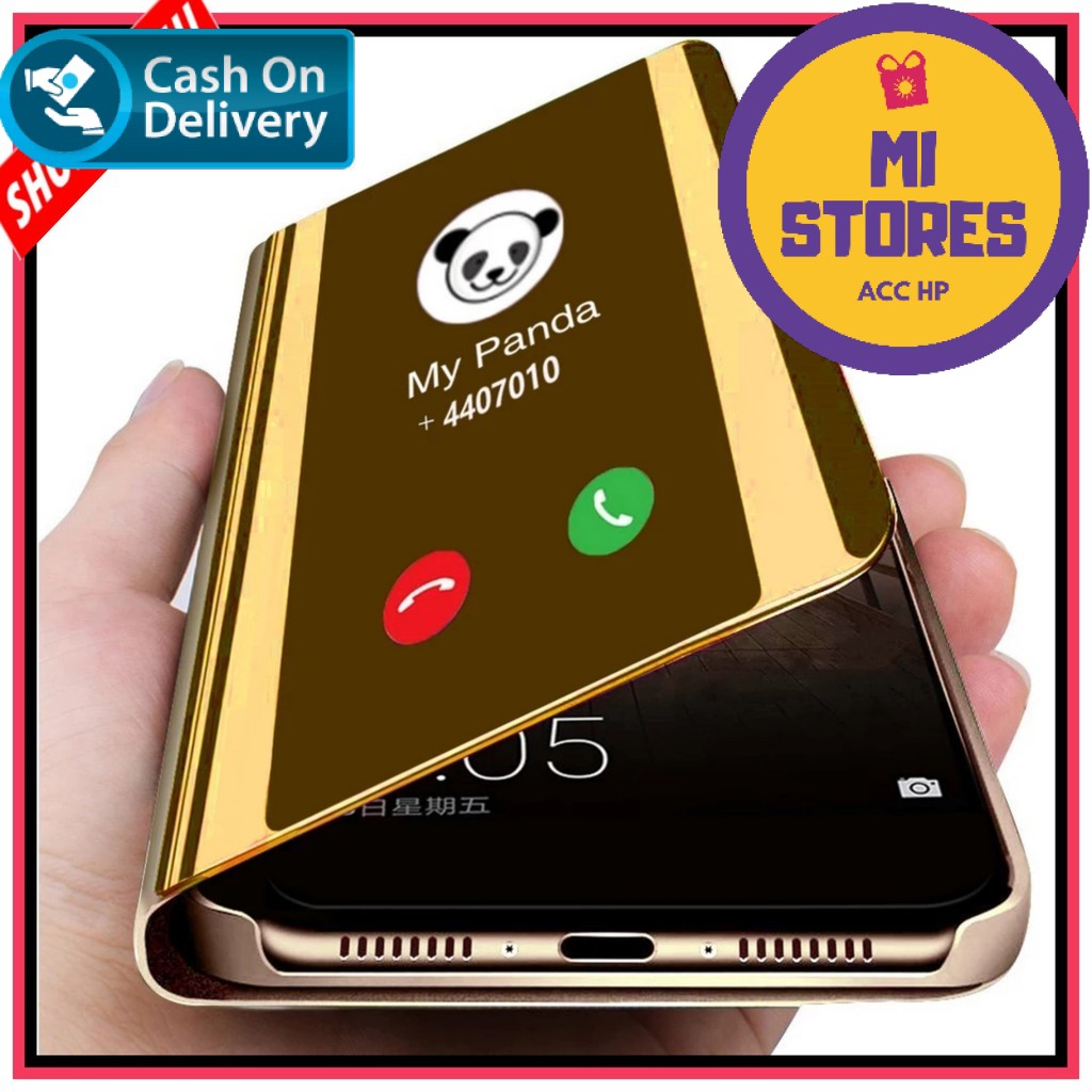 Case Oppo Reno 2F Clear View Standing Flip Cover Premium Hard Case