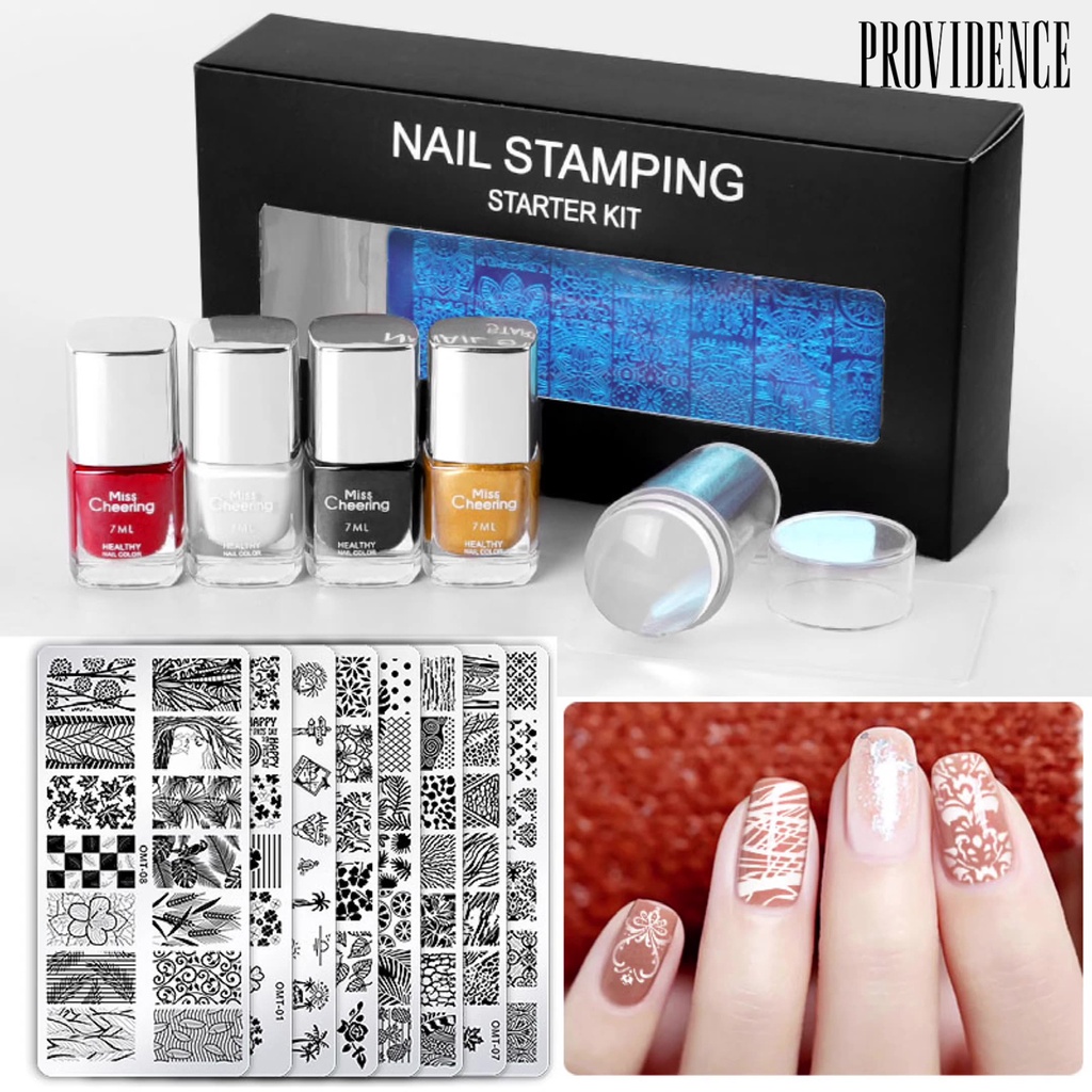 Providence 1 Set Nail Art Template DIY Template Mold Printing Steel Nail Stamping Plate Kit Tool for Nail Salon