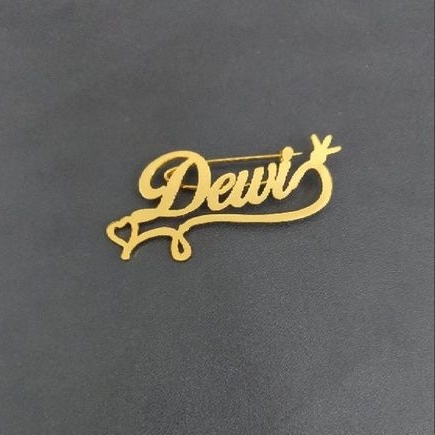 Bros ukir nama kamu lapis emas24k anti karat jarum tajam