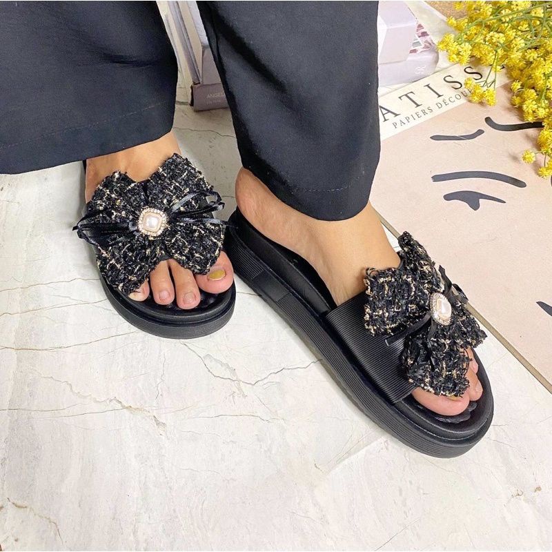 Sandal Selop Wedges Pita Ribbon 666 Balance