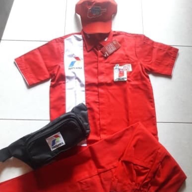 PAKET TERLENGKAP Seragam OPERATOR SPBU + Topi + Tas Pinggang