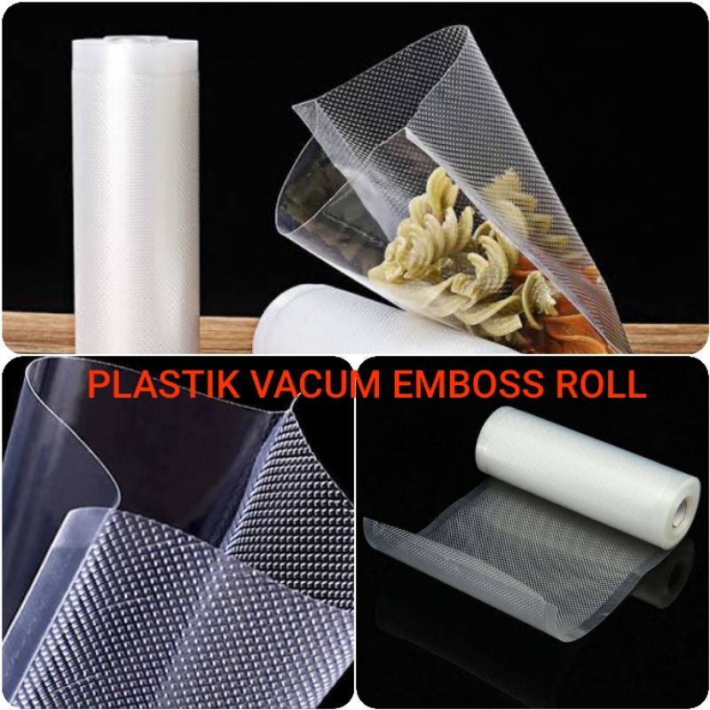 Plastik Vacum Embos Roll UKURAN LENGKAP | Plastic Vakum Emboss Timbul Tebal Tahan Panas Air | Plastik Sedot Kedap Udara Makanan Snack Camilan Frozen food