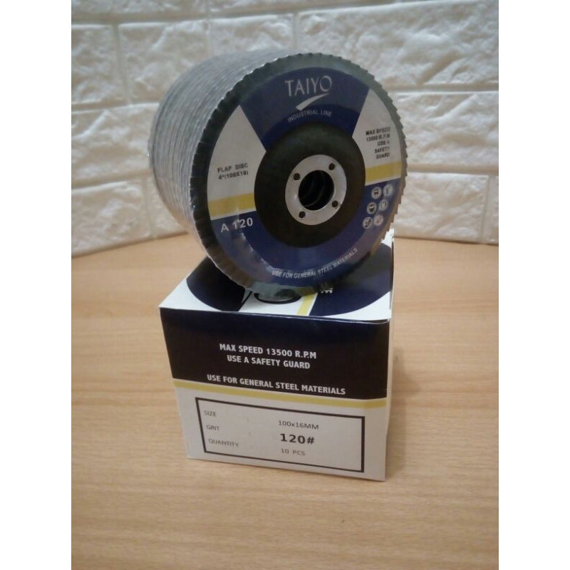 Taiyo mata gerinda amplas susun grit.120 4" flapdisk amplas susun slepan amplas 10pcs
