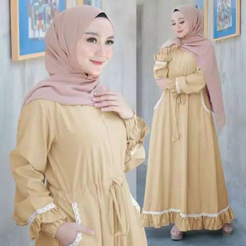 NIRMALA DRESS GAMIS MUSLIM BUSUI DAILY MUSLIM REMAJA POLOS RENDA