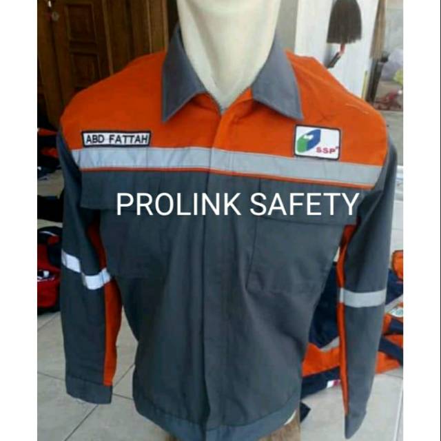 SERAGAM BAJU SAFETY ABU ABU ORANYE