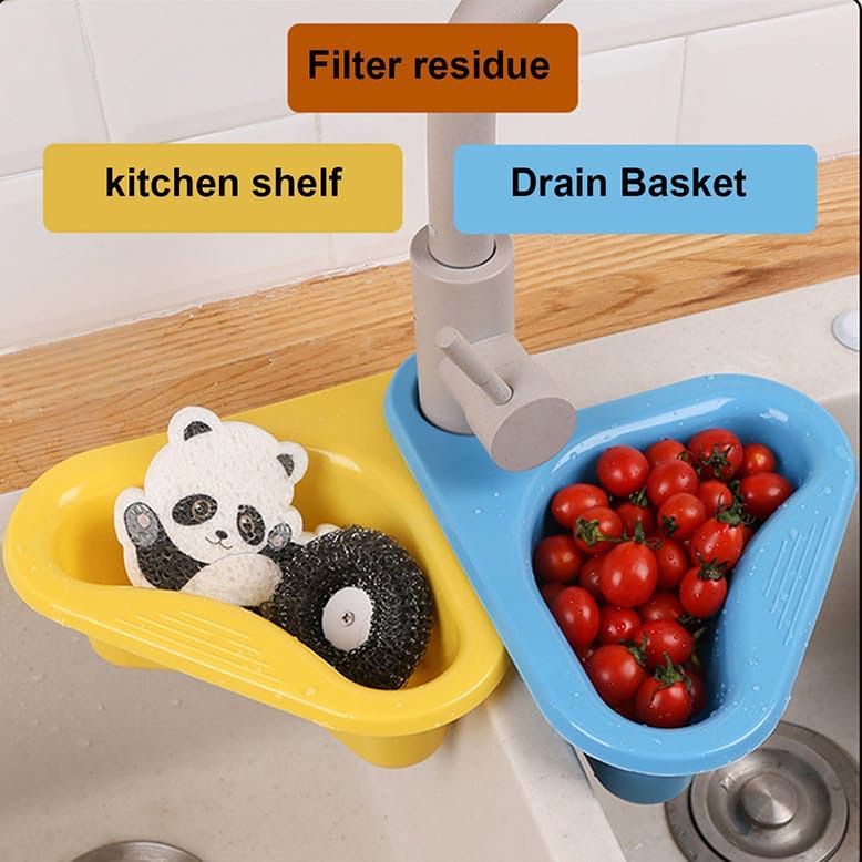 ￼Rak Tirisan Sudut Wastafel Segitiga Bentuk Angsa / Wadah Saringan Pembuangan Sisa Makanan / Tempat Penyimpanan Pengering Spons Sikat Buah Sayur / Gantungan Keran Washtafel Keranjang Swan Sink Drain Basket